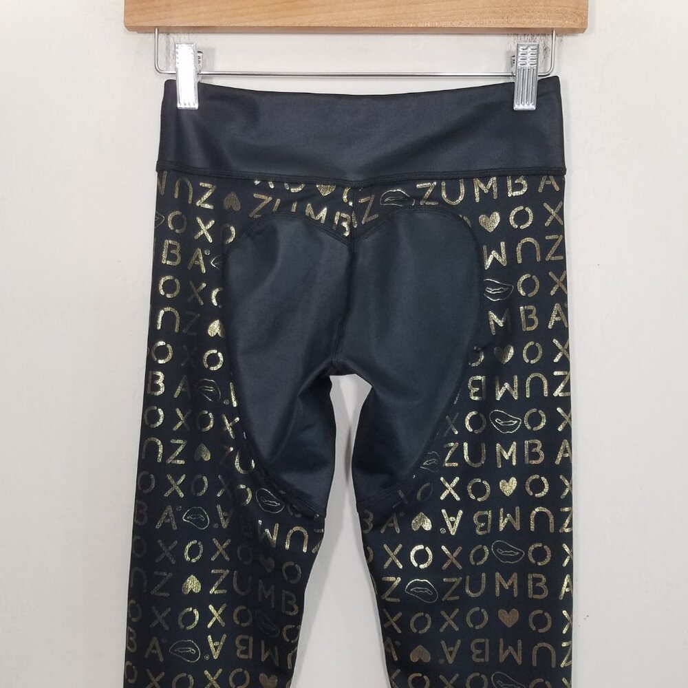 Zumba Fitness Crop Legging Black/Gold Size XS - Picture 4 of 6